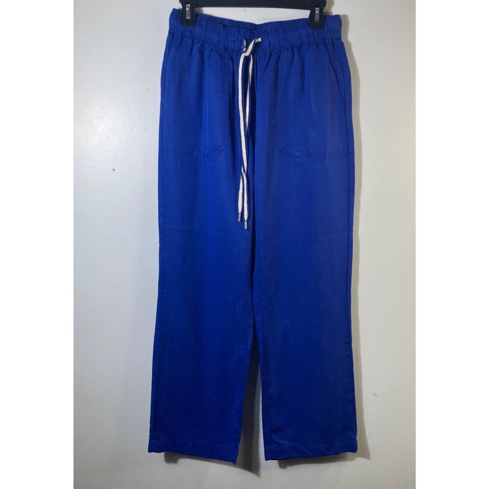 Womens Philosophy Straight Leg Pants Stretch Tie Waist Blue S Tencel Light Weigh